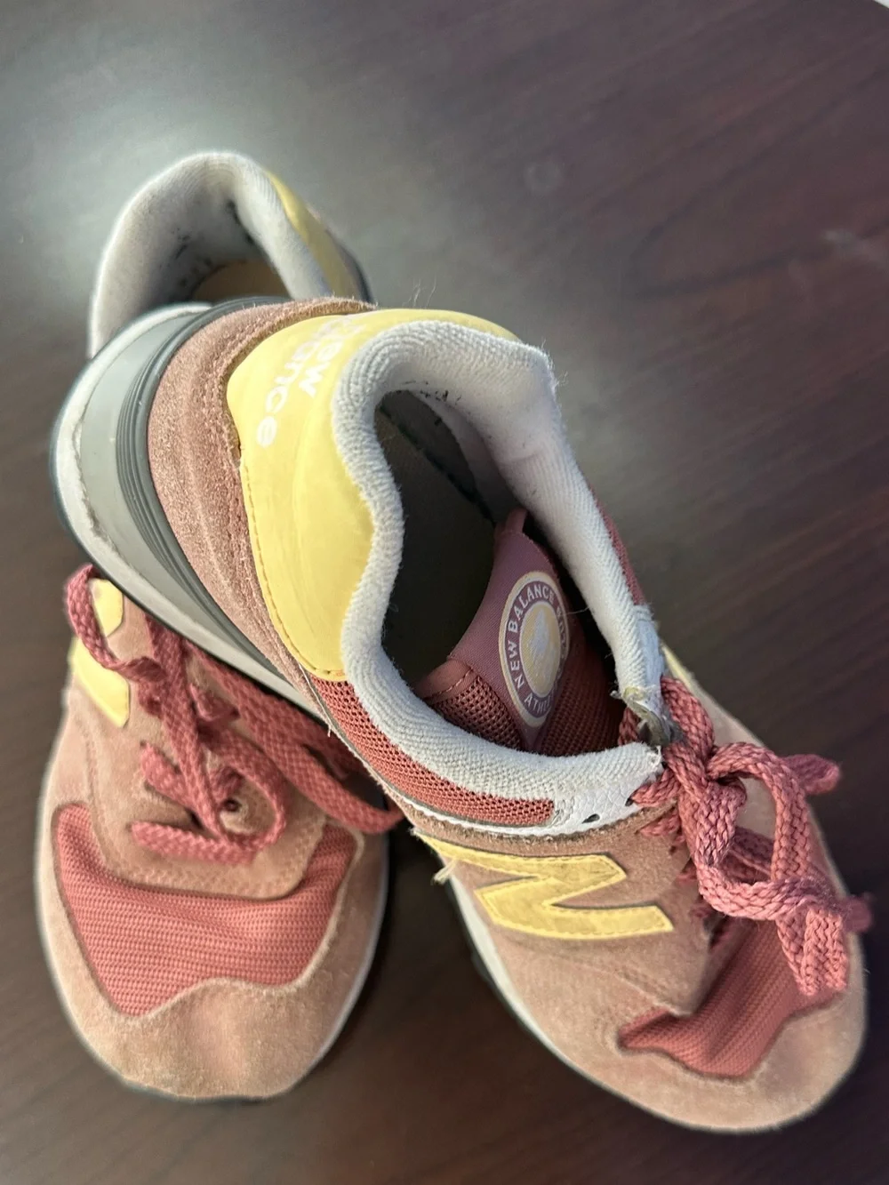 New Balance Women’s Sneakers in Dusty Pink and Yellow Accent